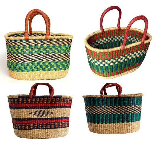 AFRICAN OVAL BOLGA  GHANA BASKETS  - ASSORTED COLORS, 1 EA