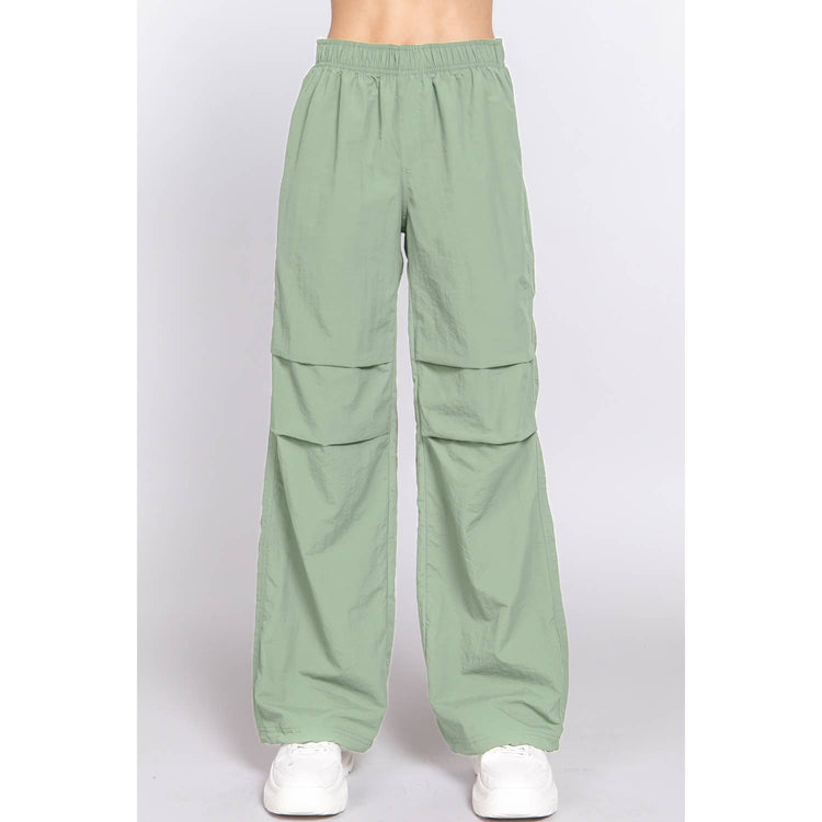 Paperdoll - WAIST ELASTIC PARACHUTE PANTS: NEW KHAKI / L