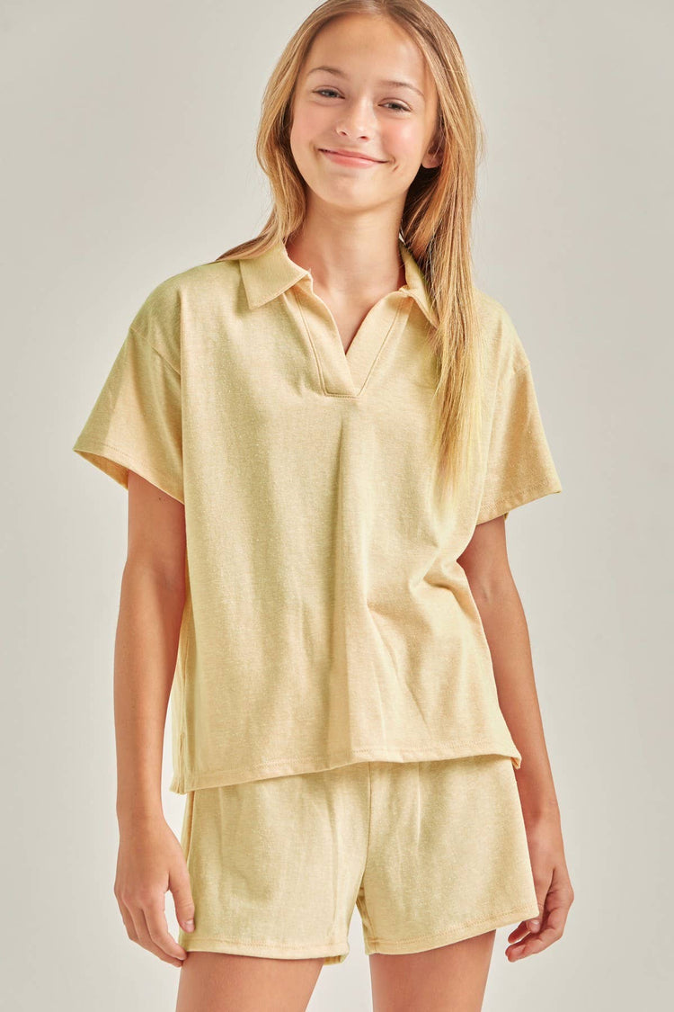 Good Girl - Collared Top and Shorts Matching Set: XL / Salmon