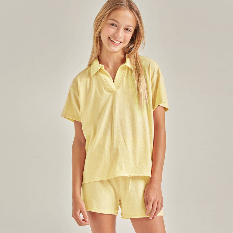 Good Girl - Collared Top and Shorts Matching Set: M / Salmon