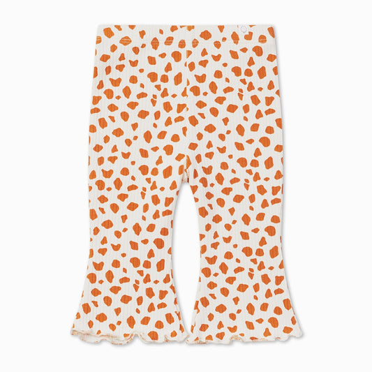 Ribbed Giraffe Spot Flare Leggings - Giraffe Spot Print