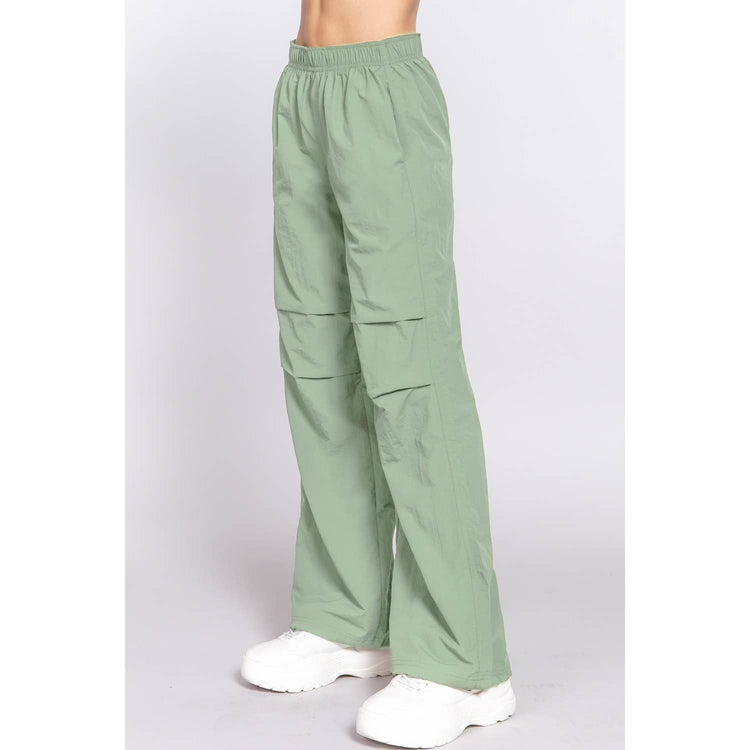 Paperdoll - WAIST ELASTIC PARACHUTE PANTS: NEW KHAKI / L