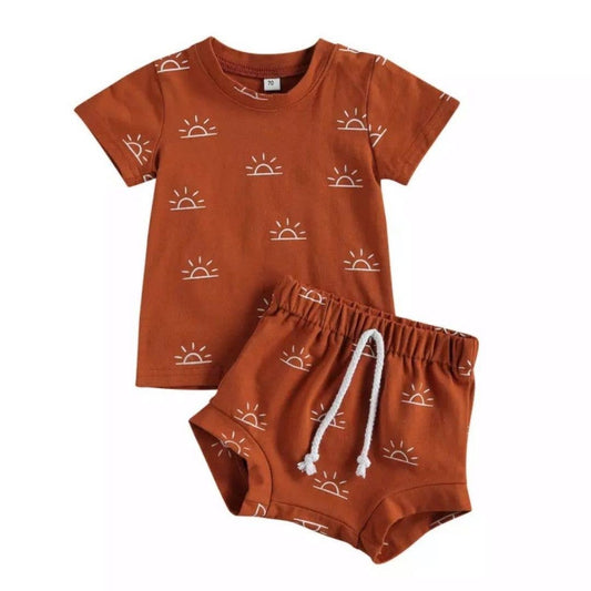 Tiny Terracotta Sunrise Two-Piece Shortie Set