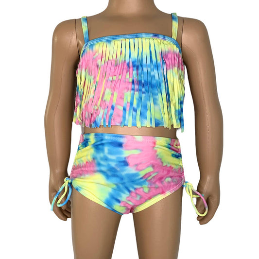 Girls 2 piece Pastel Tie Dye Tankini Swimsuit