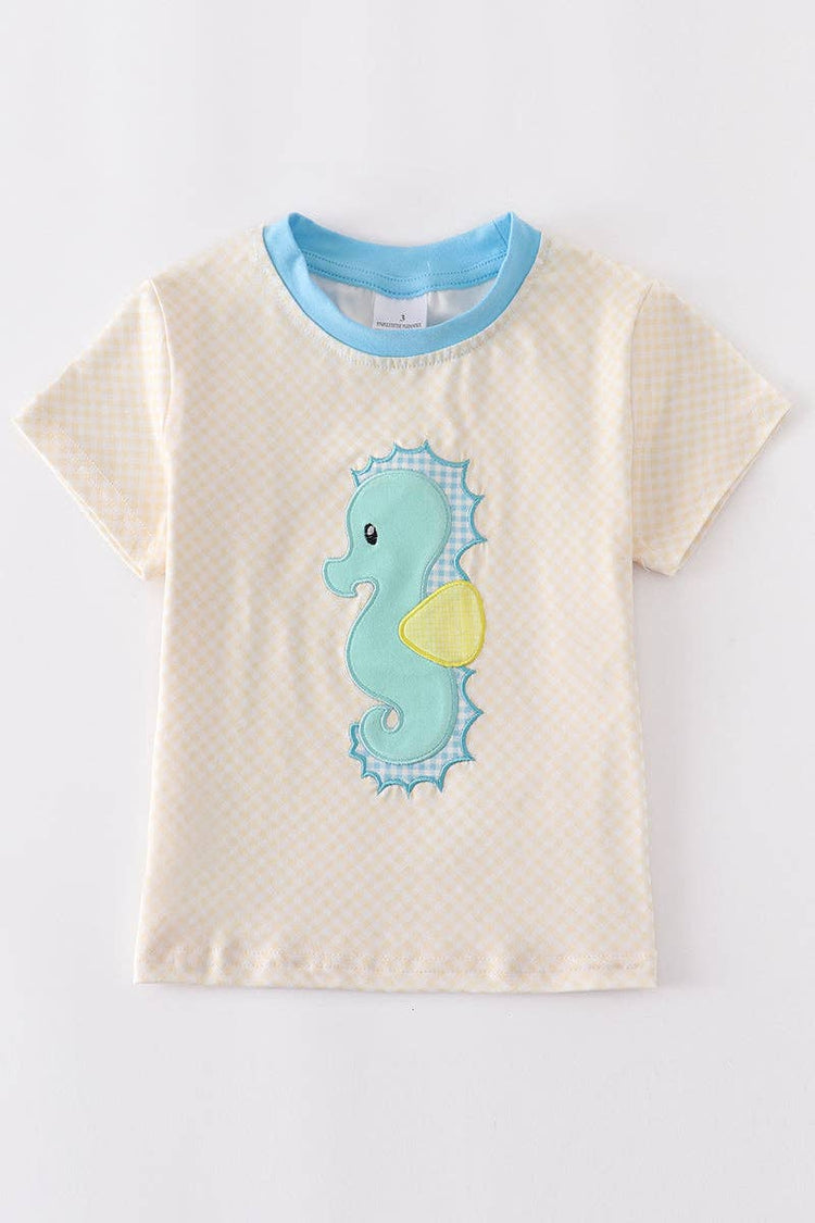 Seahorse applique boy shirt