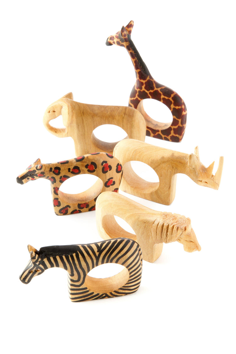 Jacaranda Safari Animal Napkin Rings (Set of Six )