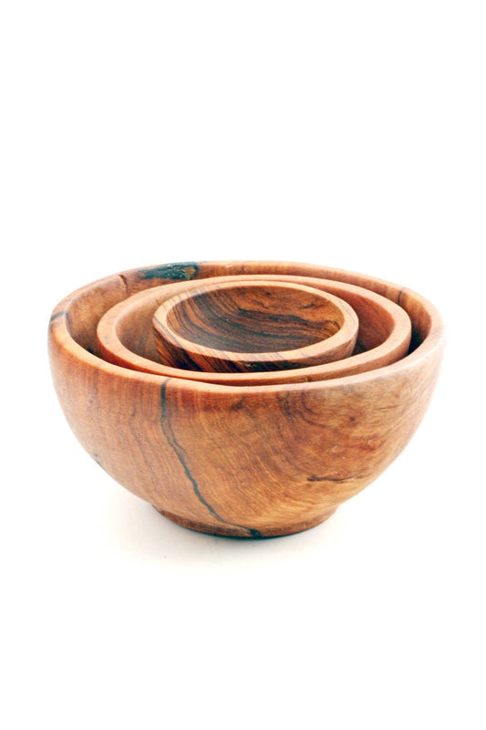 Wild Olive Wood Condiment Bowls (Set of Three)