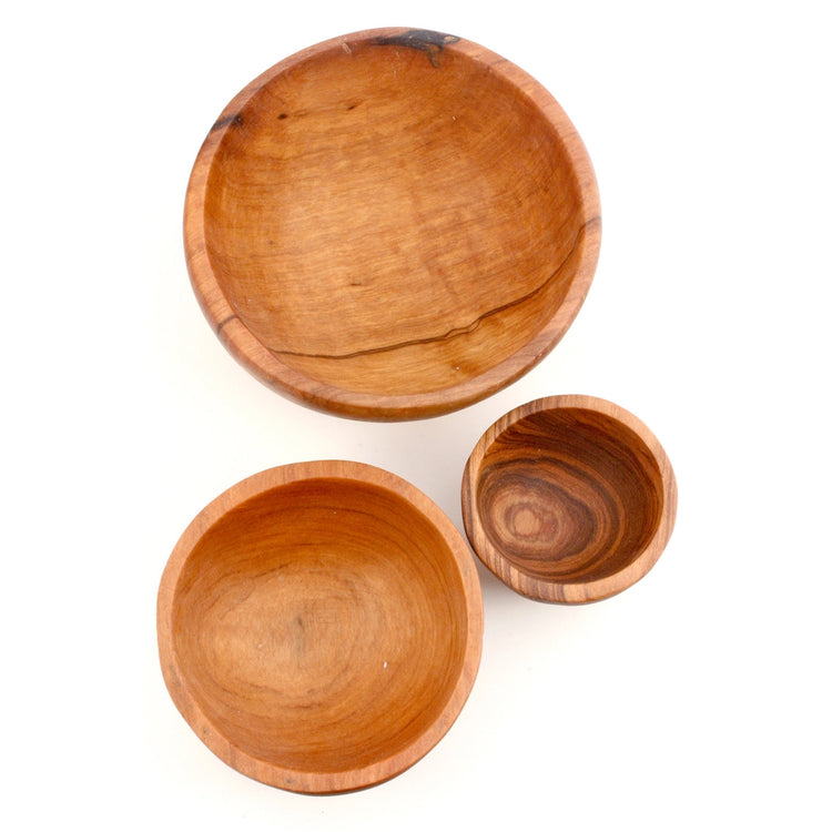 Wild Olive Wood Condiment Bowls (Set of Three)