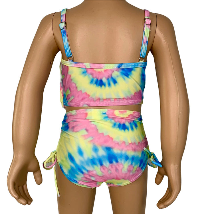 Girls 2 piece Pastel Tie Dye Tankini Swimsuit