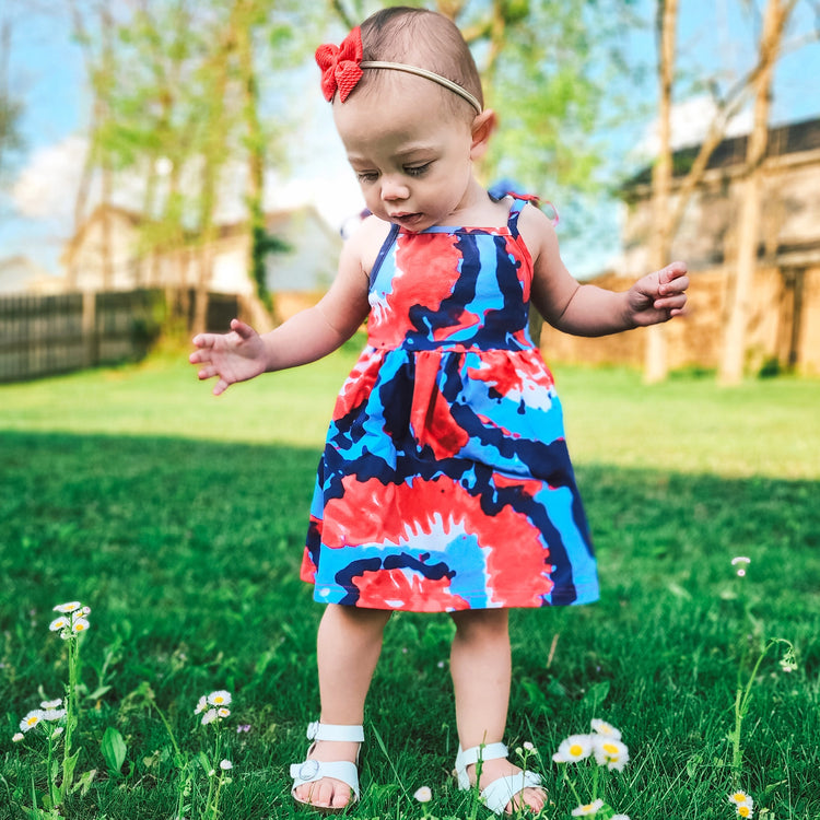 Girls 4th of July Tie Dye Swing Dress