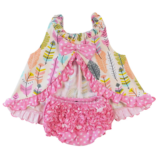 Girls Feather Swing Tank & Matching Ruffle Bottom