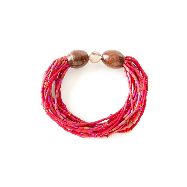 Multi-Strand Zulugrass & Acacia Wood Bracelet