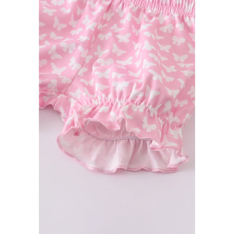 Pink floral  ruffle baby set