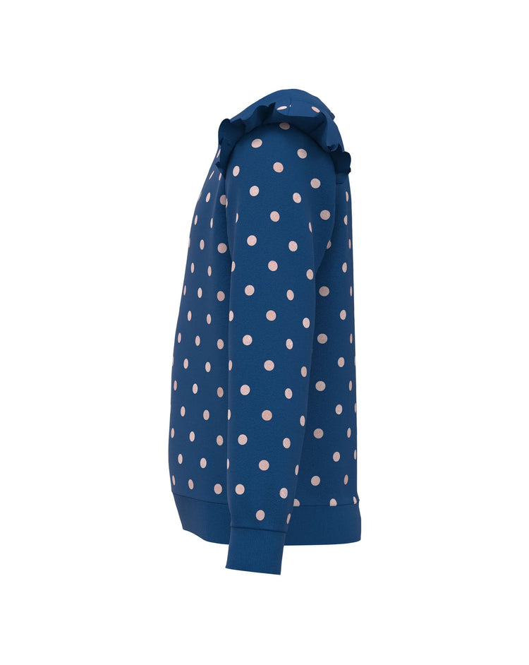 Polka Dots - Girls Ruffle Sweatshirt (size 7- 8)