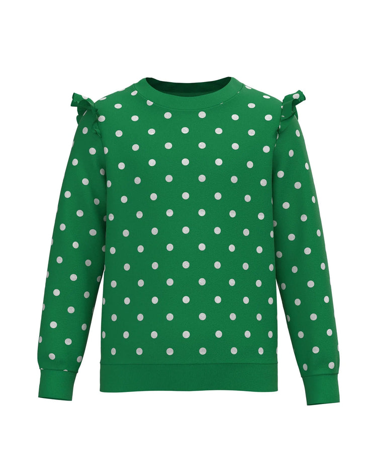 Polka Dots - Girls Ruffle Sweatshirt (size 7- 8)