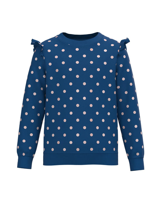 Polka Dots - Girls Ruffle Sweatshirt (size 7- 8)