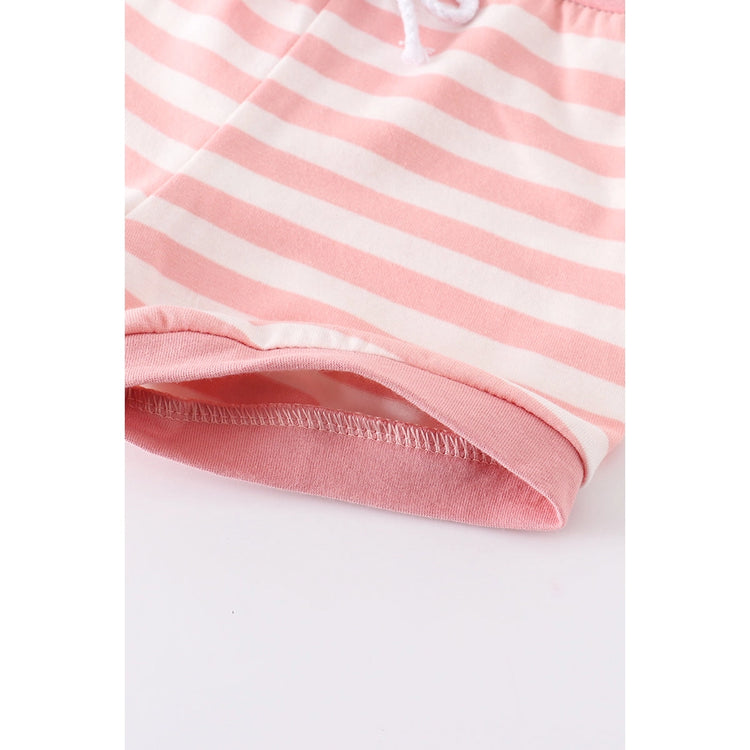 Stripe hoodie baby girl shorts set