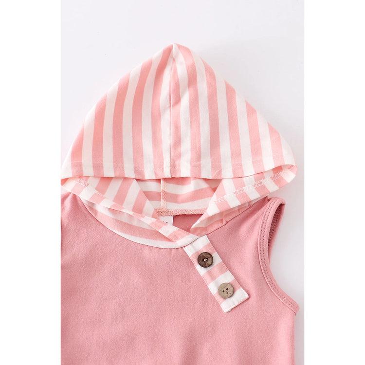 Stripe hoodie baby girl shorts set