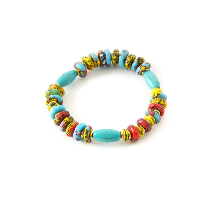 Turquoise and Powder Glass Bead Bracelet