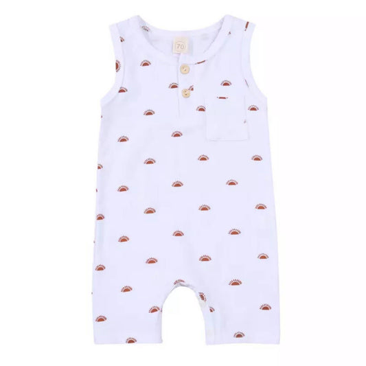 White & Terracotta Sunset Sleeveless Romper (12-18 Months)