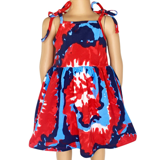 Girls 4th of July Tie Dye Swing Dress