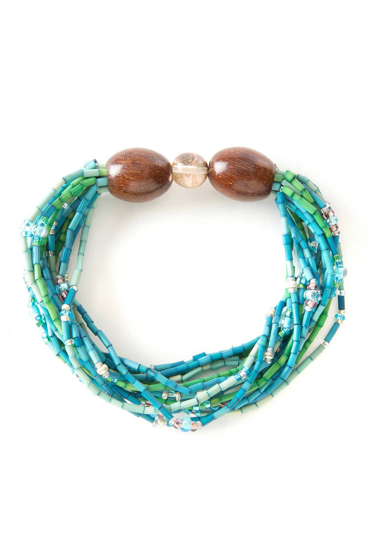 Multi-Strand Zulugrass & Acacia Wood Bracelet