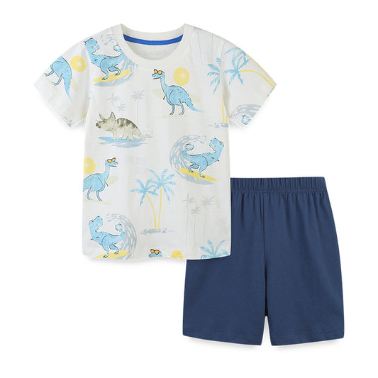 Boys Short Sleeve T-Shirt Knit Summer Two Piece