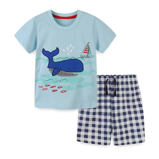 Boys' 2 Piece Summer Crew Neck  T-Shirt and Shorts