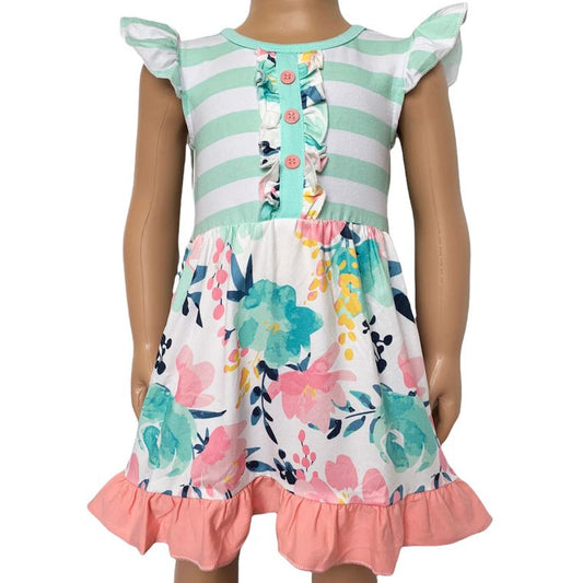 Girls Shabby Spring Pastel Easter Floral Dress - 5T