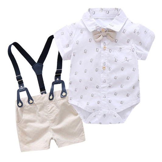 Suspender Shorts and Short Sleeve Bodysuit, Bowtie