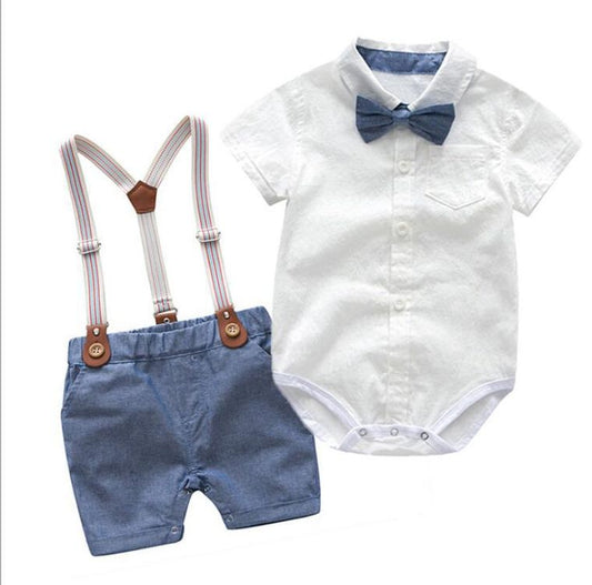 Boys Infant Summer Jumpsuit Bib Two Piece Set