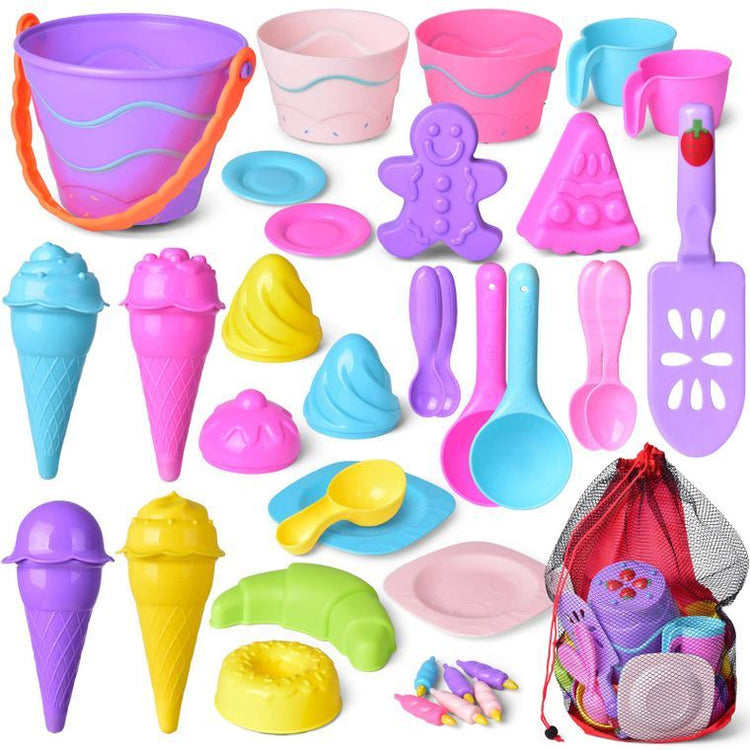 27Pieces Play Sand Ice Cream Kit Beach Sand Toys Tools
