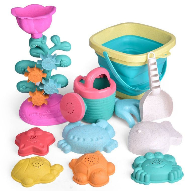 12Pcs Beach Sand Toys Set, Foldable Beach Bucket