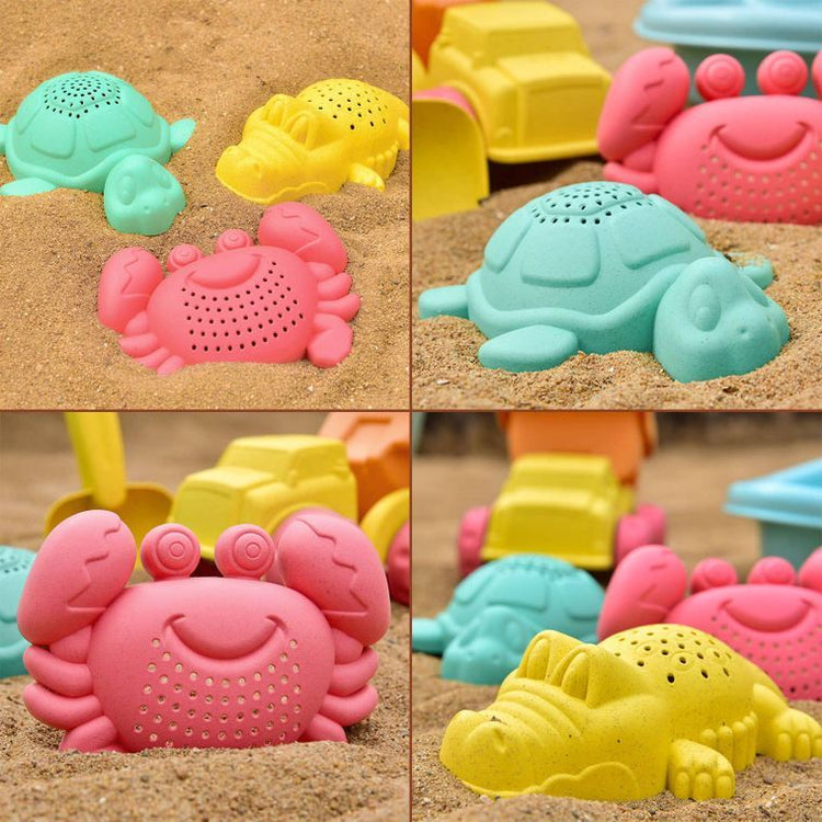 9 PCs Sand Toys Animals Sand Molds & Mesh Bag Snow Toys