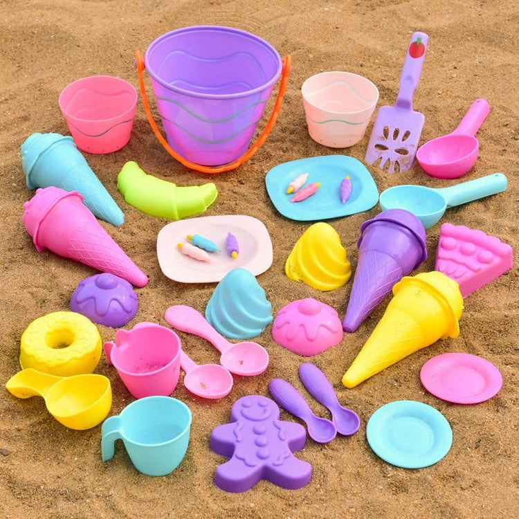 27Pieces Play Sand Ice Cream Kit Beach Sand Toys Tools