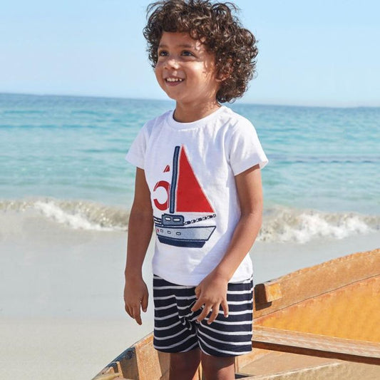 Summer Boys 2 PC Set - T-shirt and stripped shorts