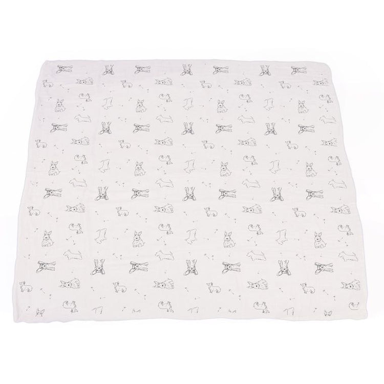 Corgi and Dandelion Seeds Bamboo Muslin Newcastle Blanket