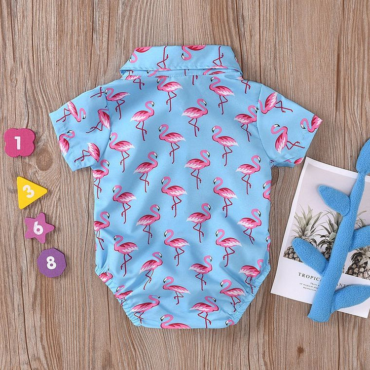 Dinosaur Printed Bodysuit with Bowtie  -  Summer Boys Clothing