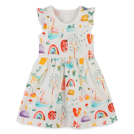 New Summer Girls' Clothing Skirt Cartoon Print Dress